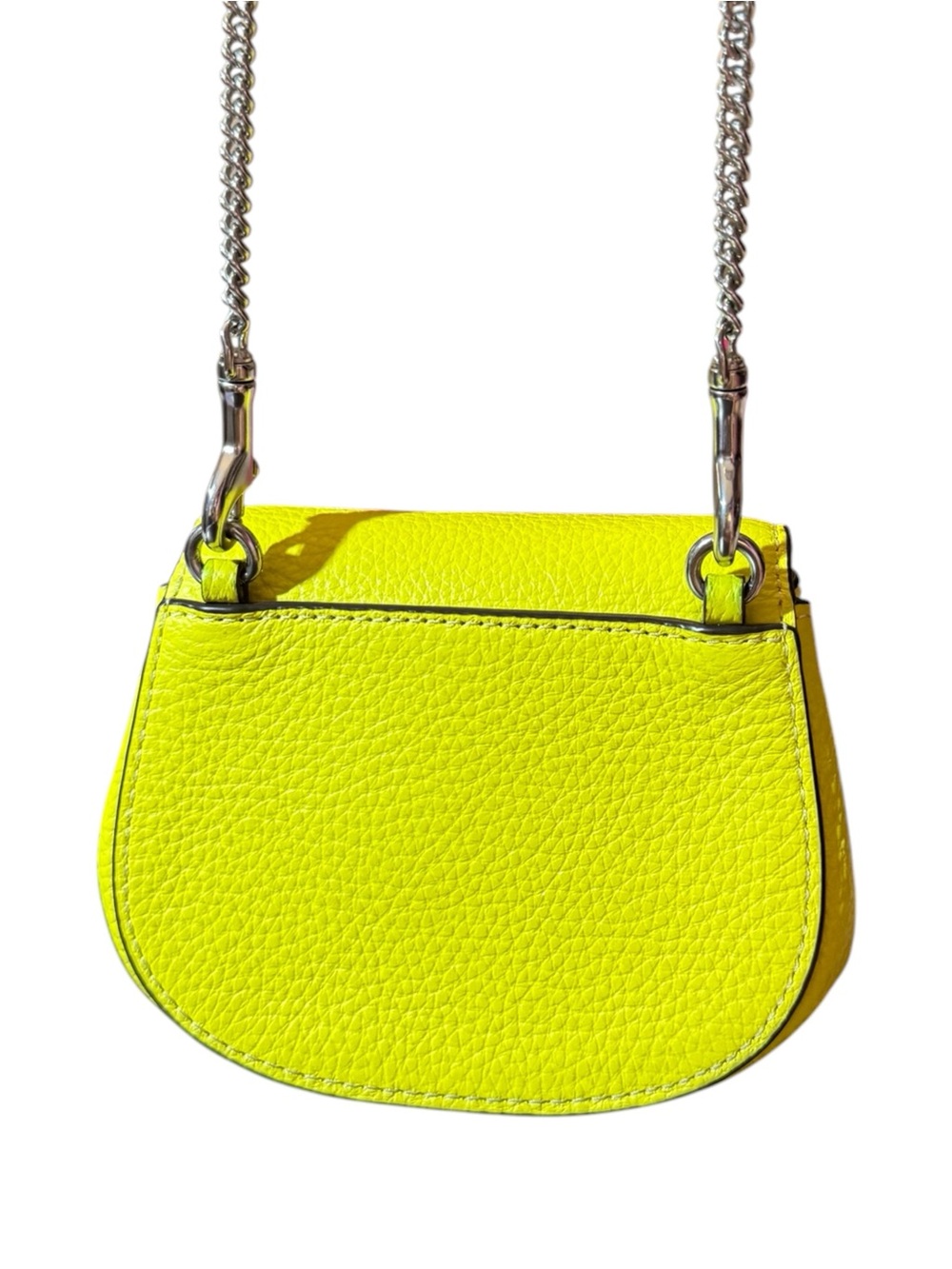 Coach Mini Pebbled Leather Crossbody in Bright Yellow w/Silver Hardware, Rare! - Picture 3 of 12